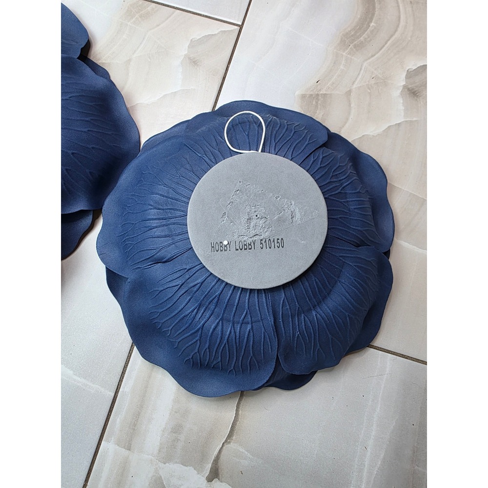 Hobby Lobby Navy Blue Foam Wall Flowers Set of 2 Large Rose Decor 510150 537630 - Picture 5 of 11